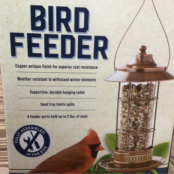 NEW Copper Finish Bird Feeder, Holds Up to 2 LBS - Picture 8 of 9